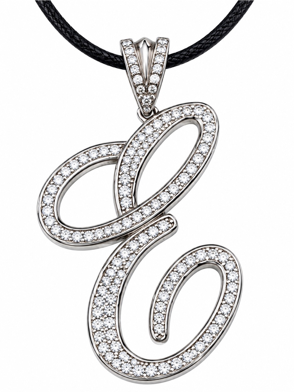 Sterling silver letter E pendant